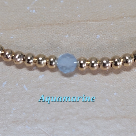Mother's/Family Bracelets Semi-precious Gemstone/18K Gold-plated Beads - Picture 4 of 15